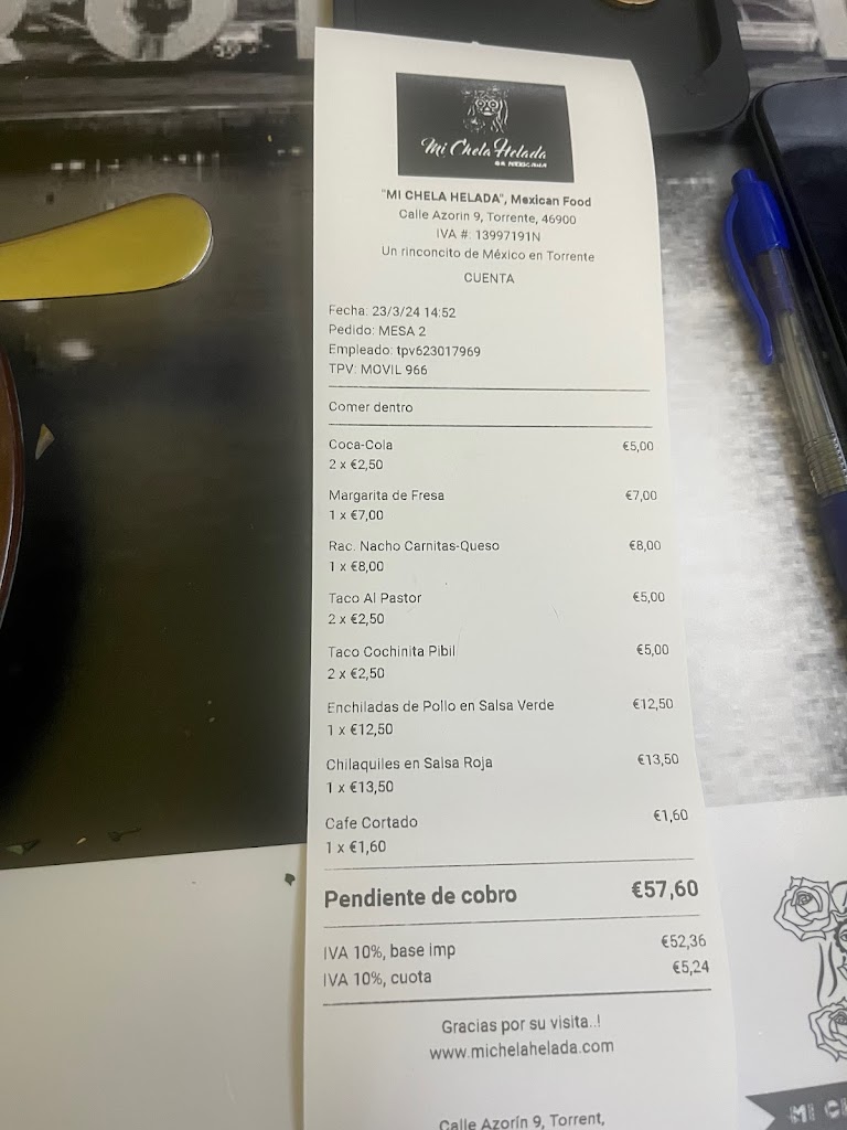 Mi Chela Helada - Comida Mexicana — Carta