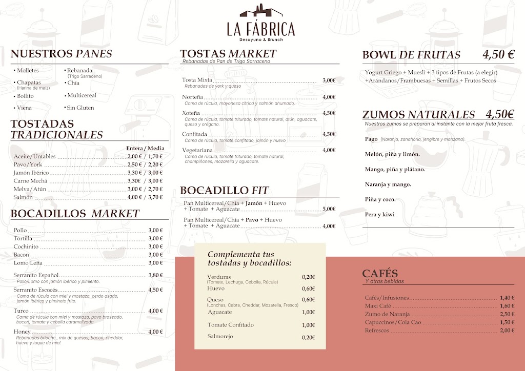 La Fabrica Desayuno y Brunch — Carta