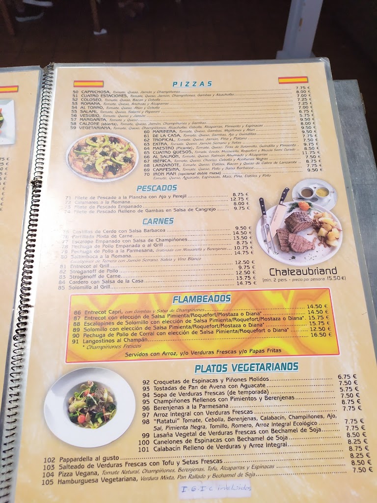 Pizzeria Restaurante Capri — Carta