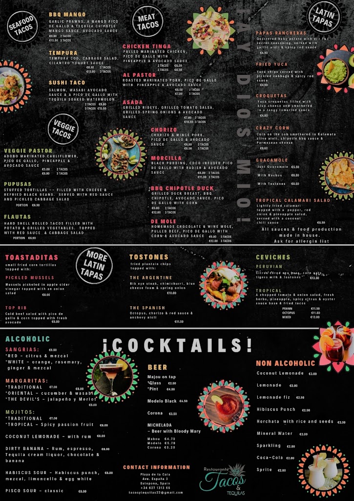 Restaurante Tacos y Tequilas — Carta