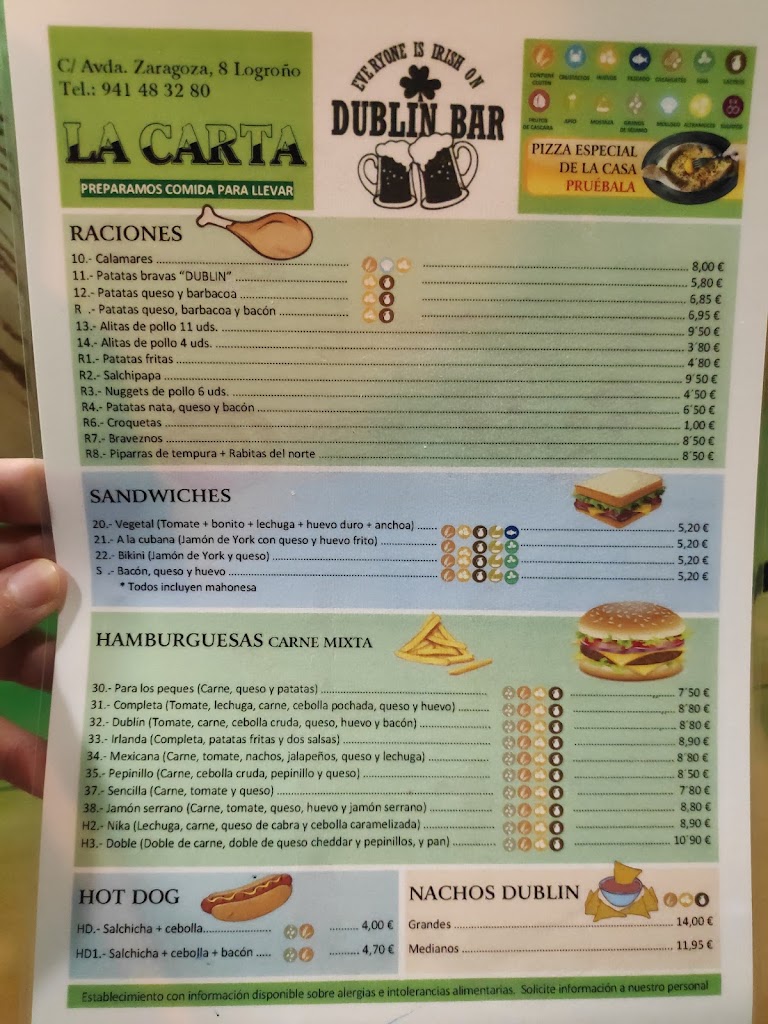 Bar Dublin — Carta