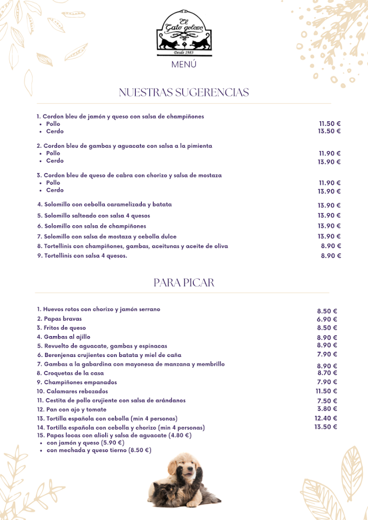 El Gato Goloso — Carta