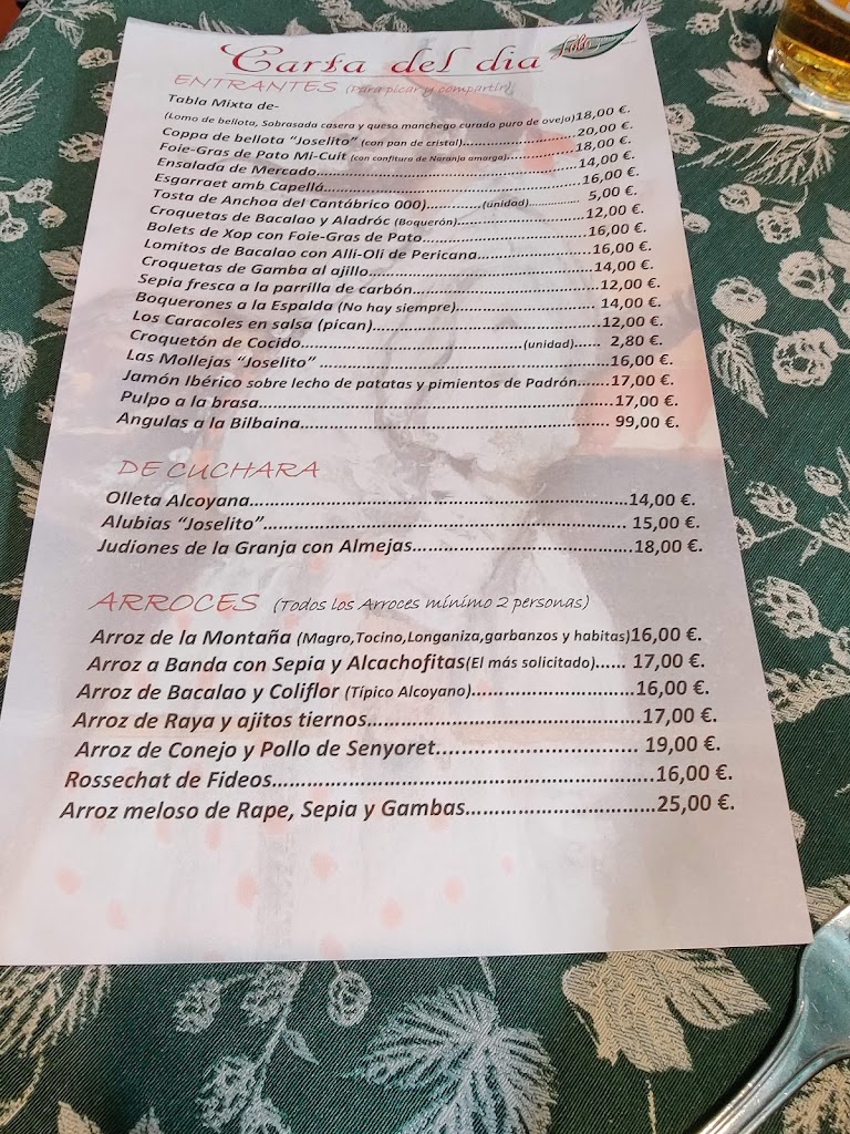 Lolo Restaurante — Carta