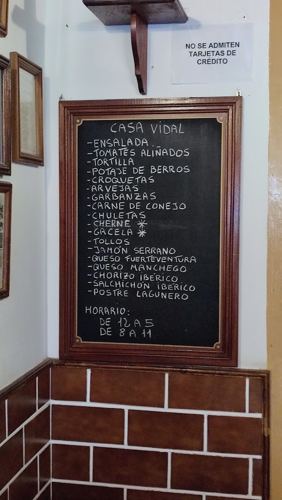 Casa Vidal — Carta