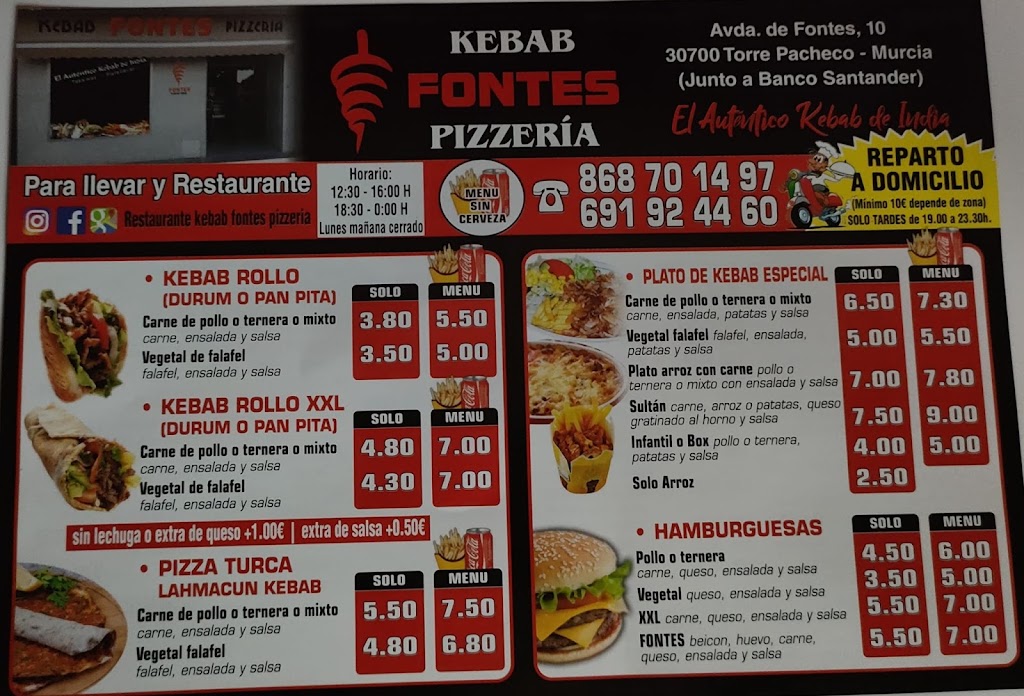 Kebab Fontes — Carta