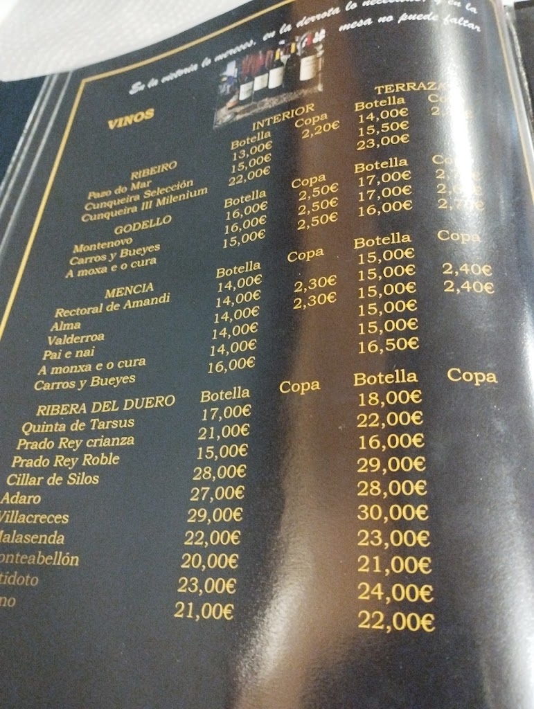 Restaurante O Sombreiro — Carta