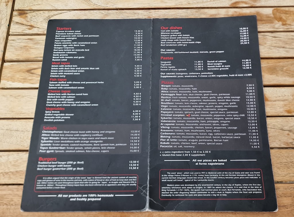Tapas Gastro*bar Altea — Carta
