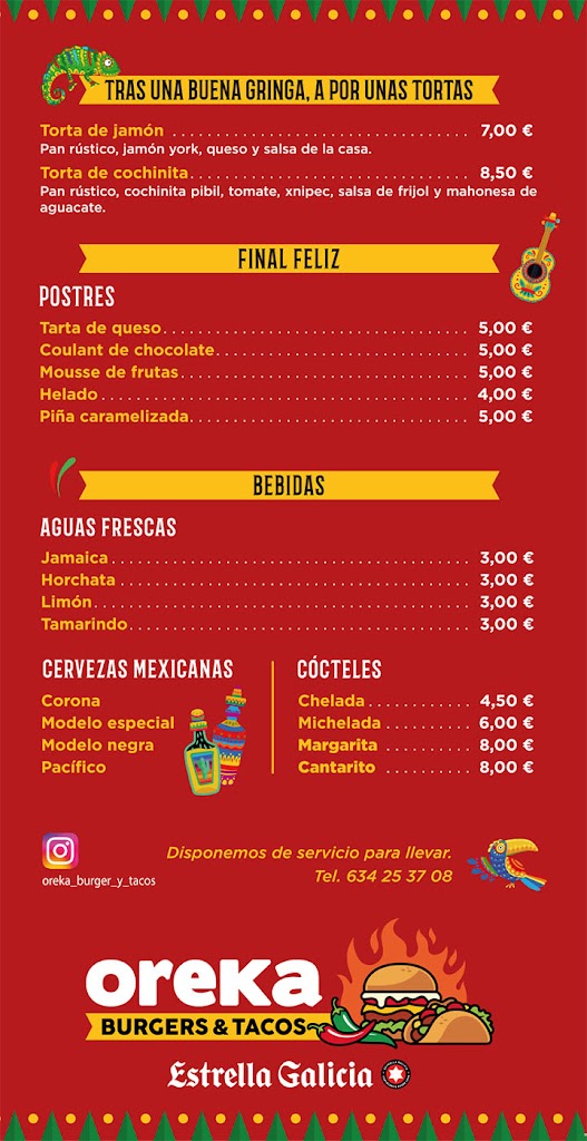 OREKA - Burgers y Tacos — Carta