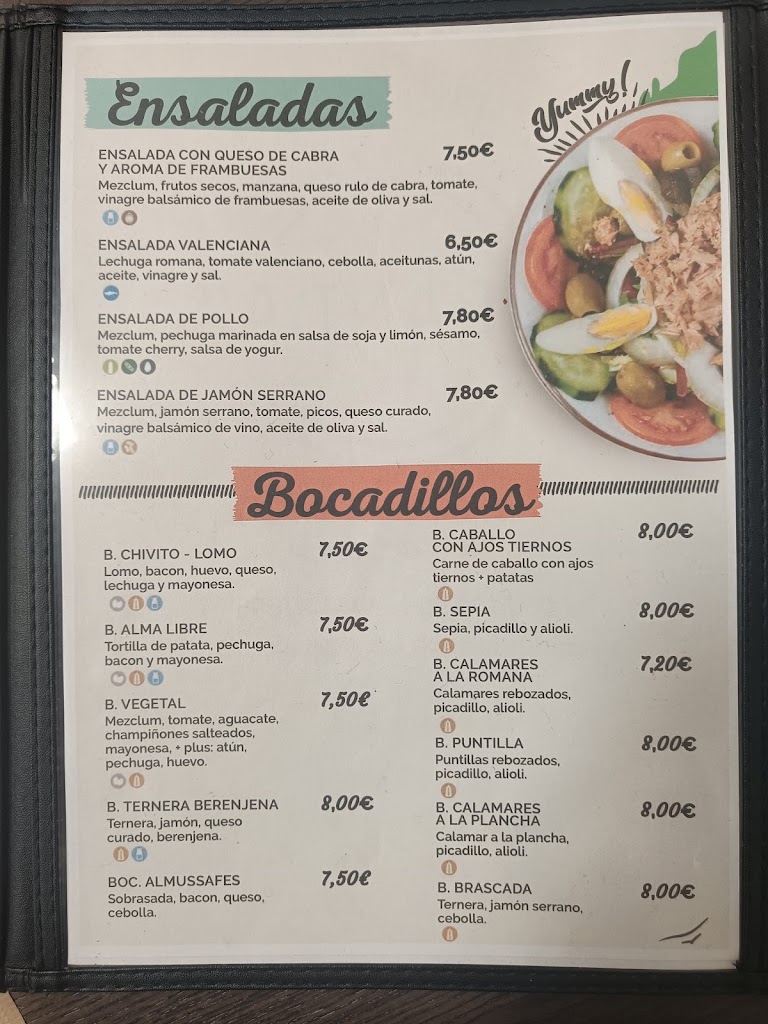 Restaurante Miranda's — Carta