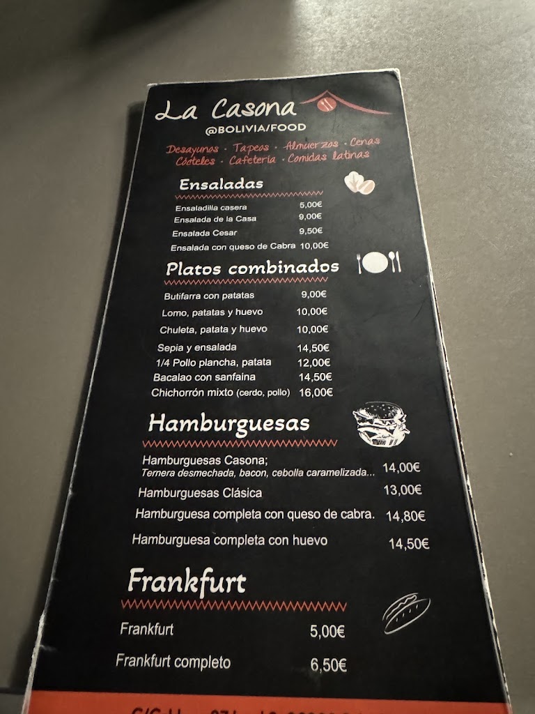 Bar Restaurant La casona ( eixampla ) — Carta