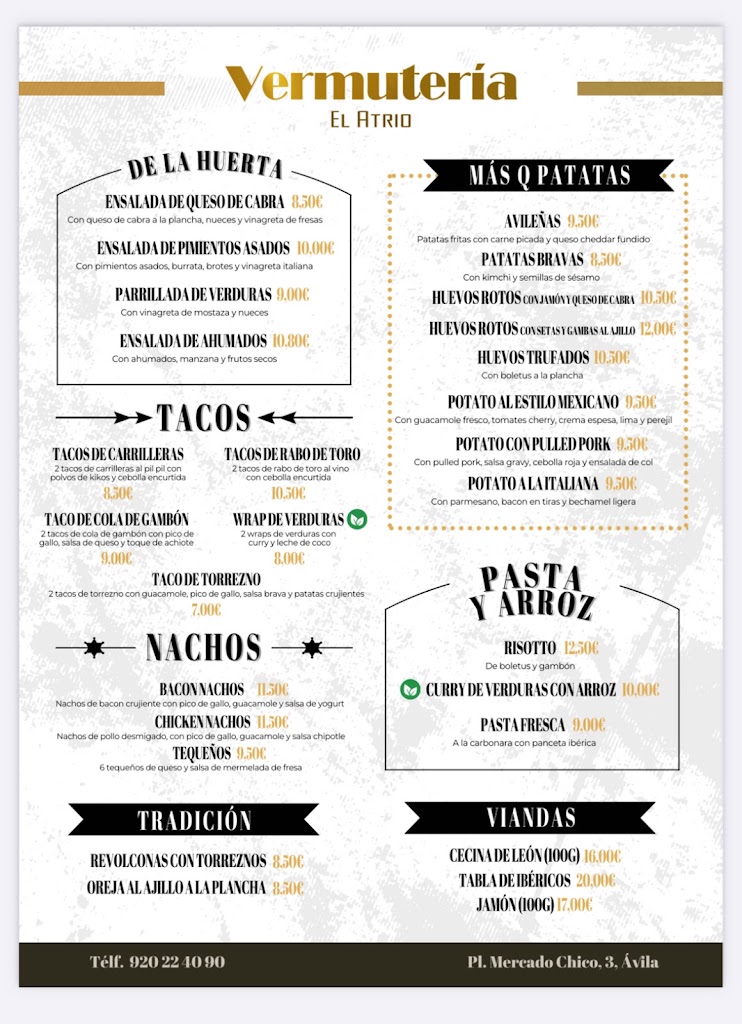 Vermuteria El Atrio — Carta