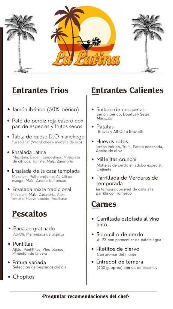 La Latina Restaurante — Carta