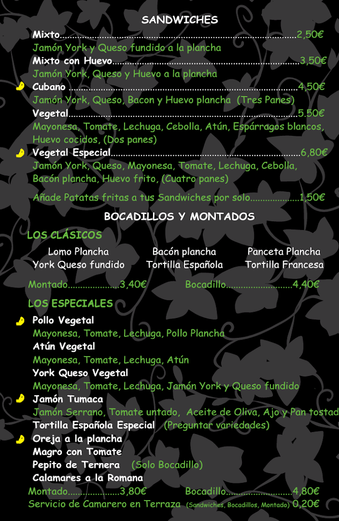 Cafeteria Hiedra Tortilleria Arroceria — Carta