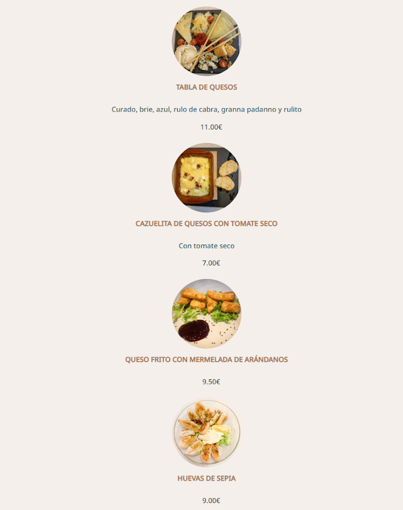 cafeteria Mito cerveceria restaurante — Carta