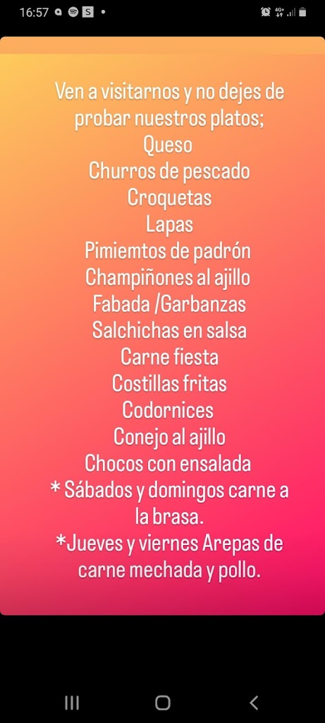 Bodegon La Cuadra — Carta