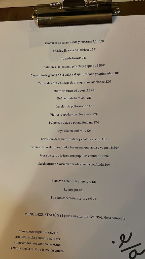 El Alimentario | Restaurante en Torre del Mar | Jaime Tejedor — Carta
