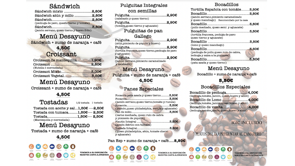 Los Reyes del Cafe - Cafeteria Las Palmas — Carta