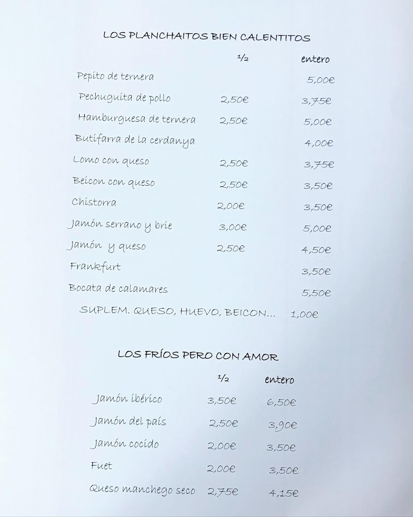 Montana restaurante — Carta