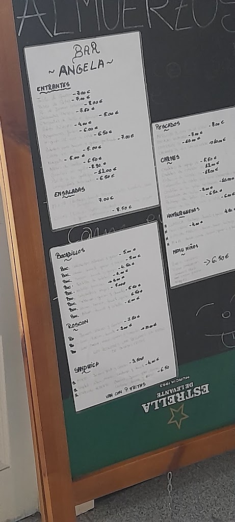 Bar Angela Cafeteria — Carta