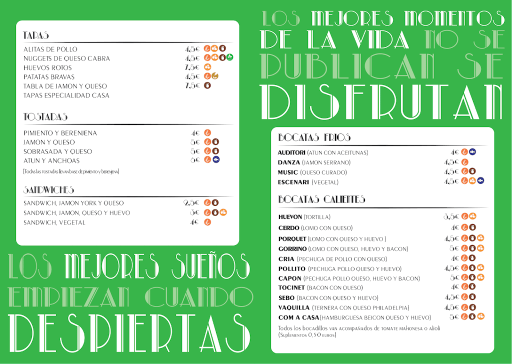 L' Auditori Cafe-Bar — Carta