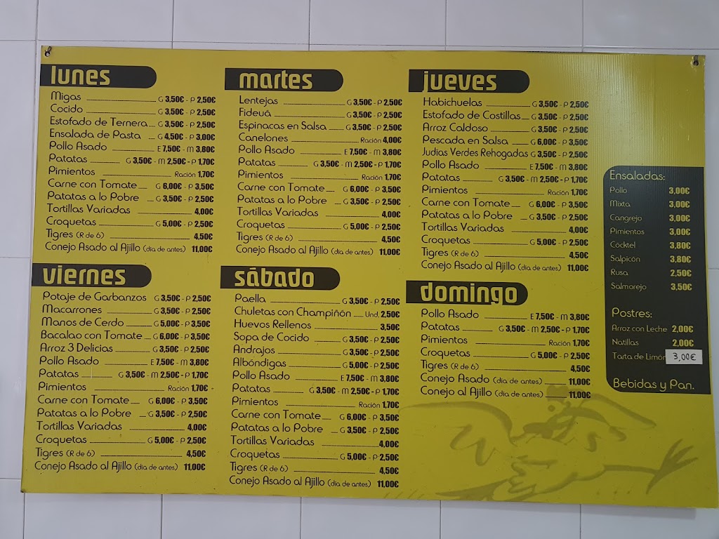 Asador de pollos La Libertad — Carta