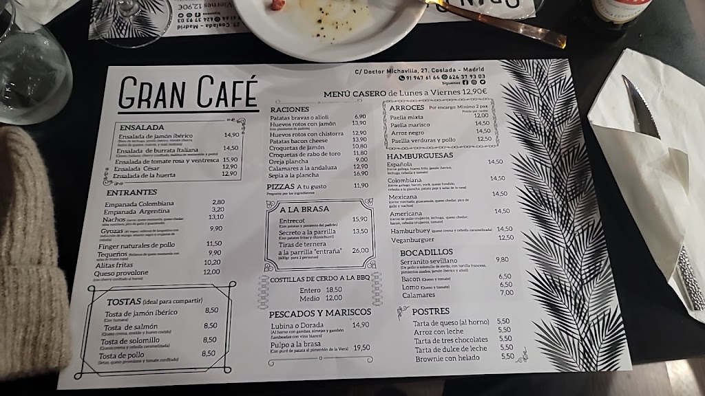 GRAN CAFE COSLADA — Carta
