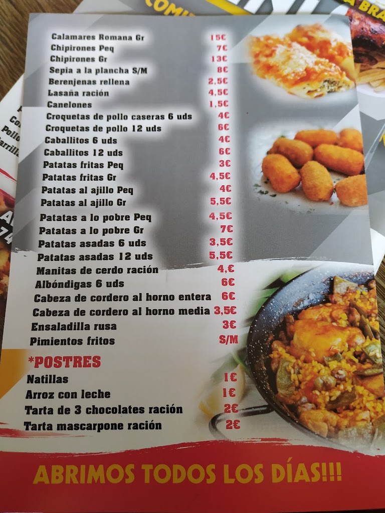 Asador de pollos Dani — Carta