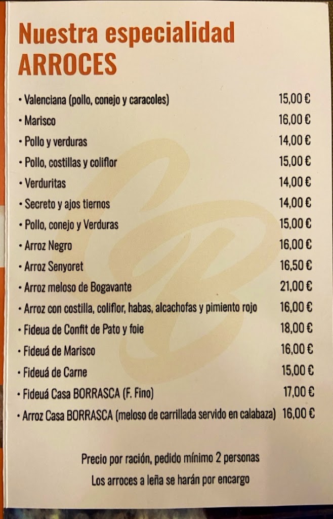 CASA BORRASCA — Carta