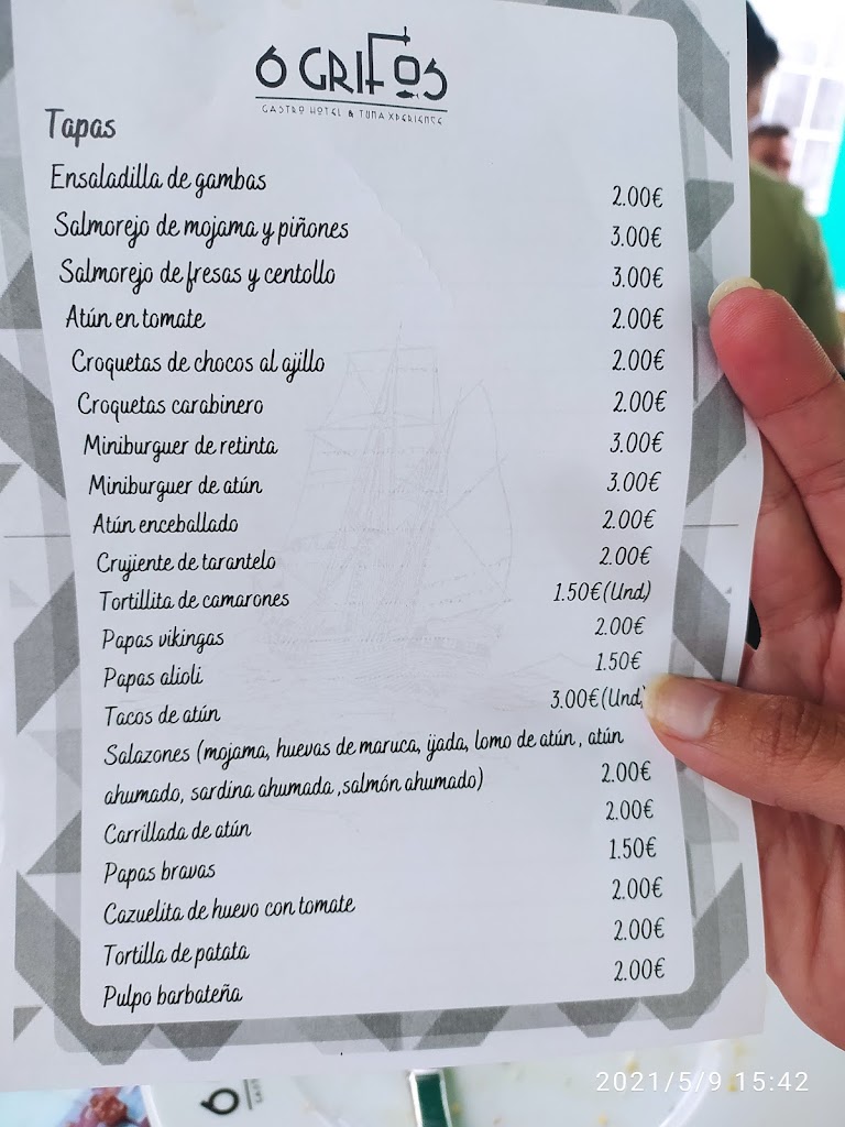 Restaurante 6 grifos — Carta