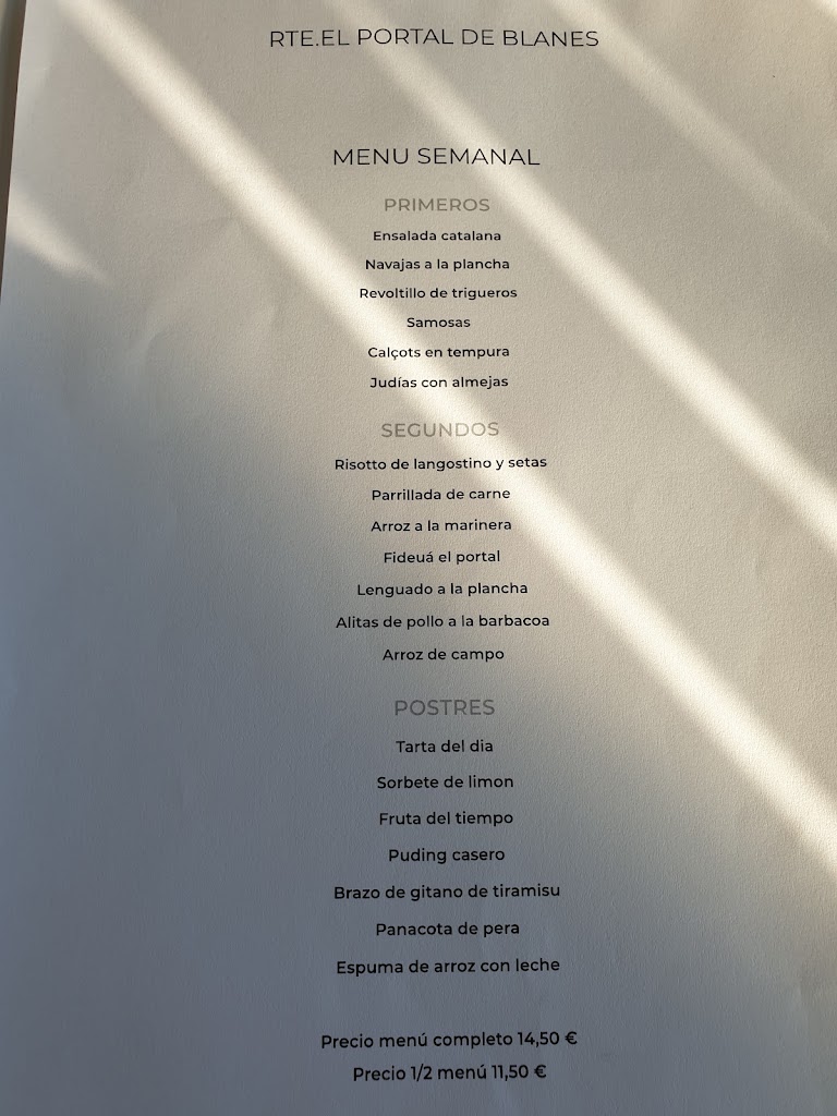 El Portal De Blanes — Carta