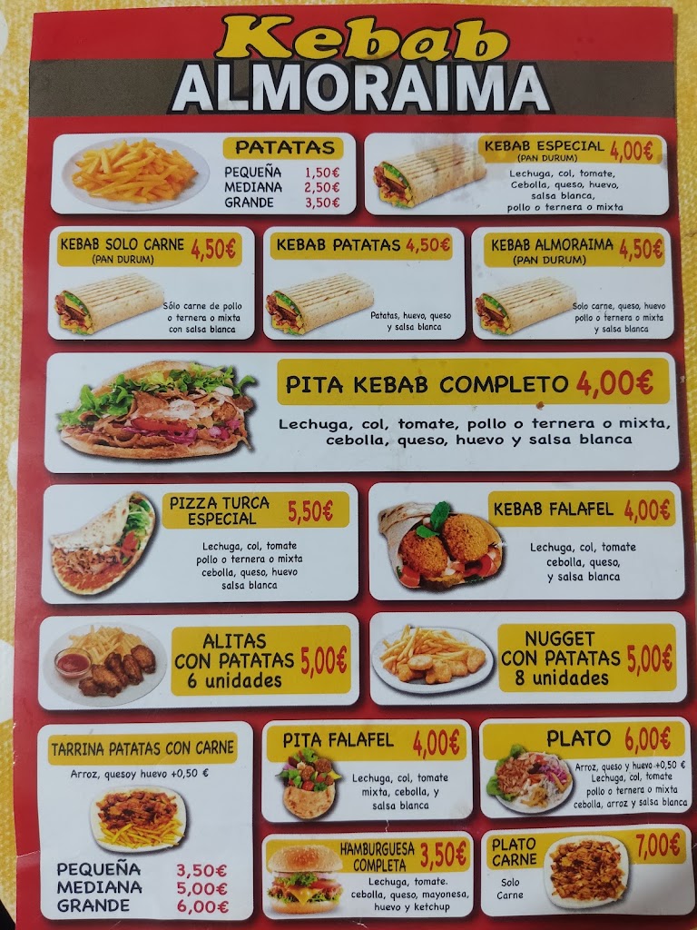 Almoraima Kebab — Carta