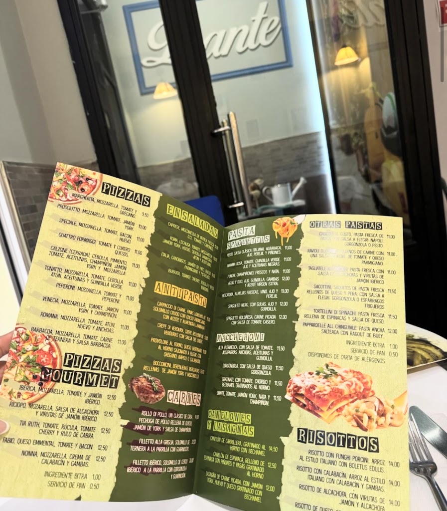 Restaurante Dante — Carta
