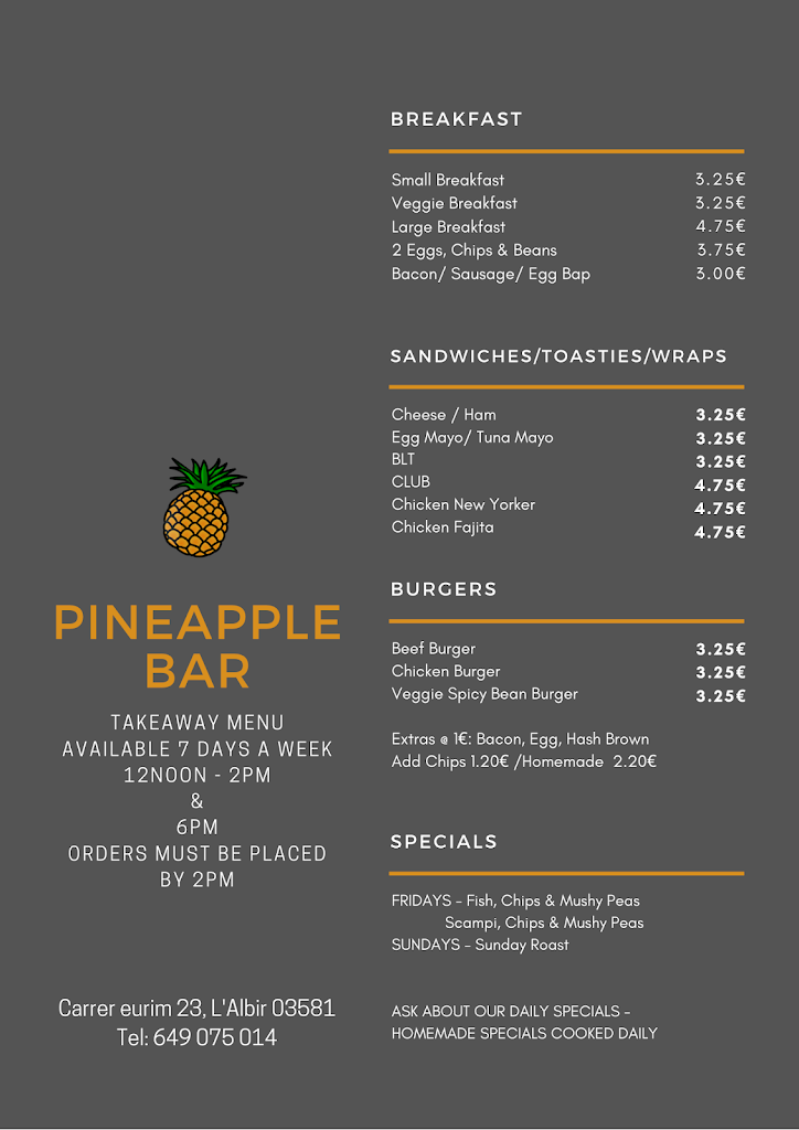 Pineapple Bar — Carta