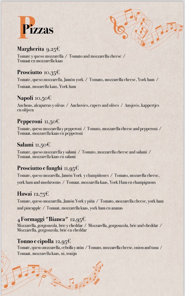 Restaurante Adagio — Carta