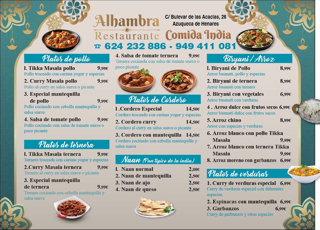 Restaurante Bulevar. Indio, Tacos y Kebab. — Carta