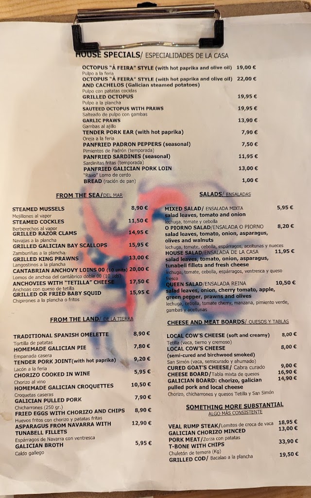 Pulperia O Piorno — Carta