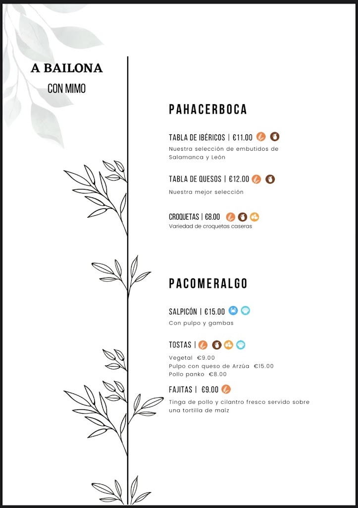 A Bailona Gastrobar — Carta