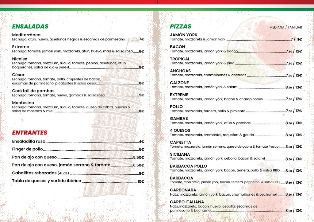 Pizza Extreme — Carta