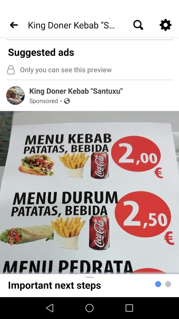 KING DONER KEBAB "SANTUXU" — Carta