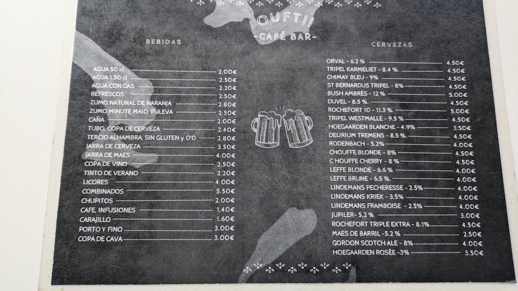 Cafe Bar Oufti — Carta