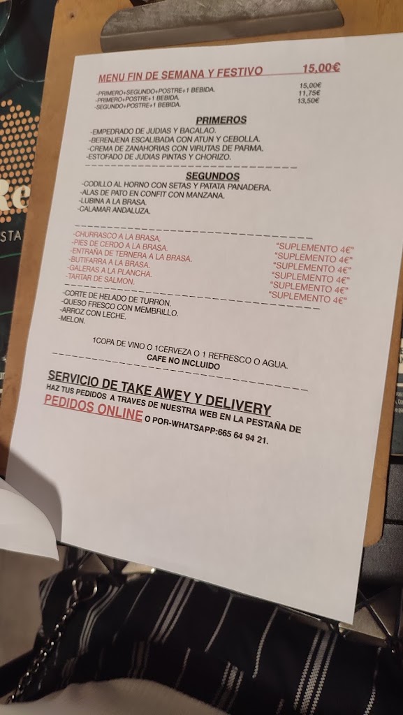 Restaurante El Regust — Carta
