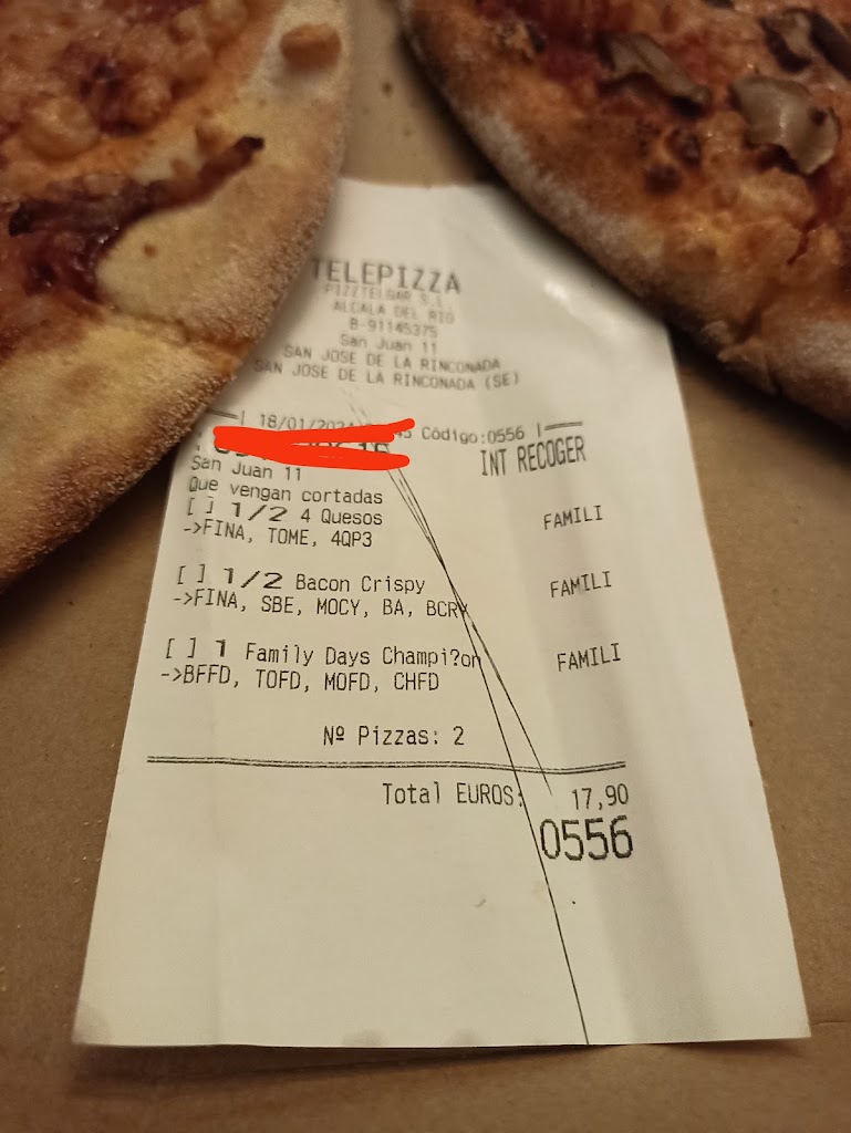 Telepizza San Jose de la Rinconada - Comida a Domicilio — Carta