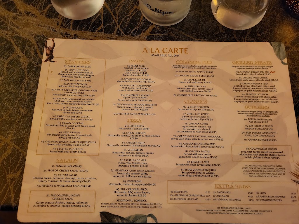 Restaurante Colonial — Carta