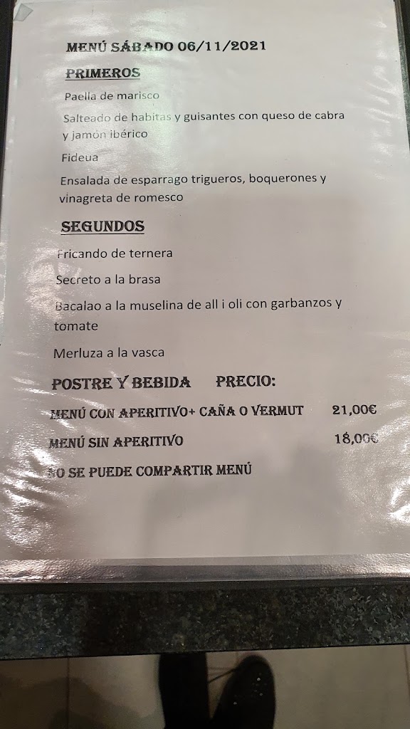 Restaurant Els Cargols — Carta