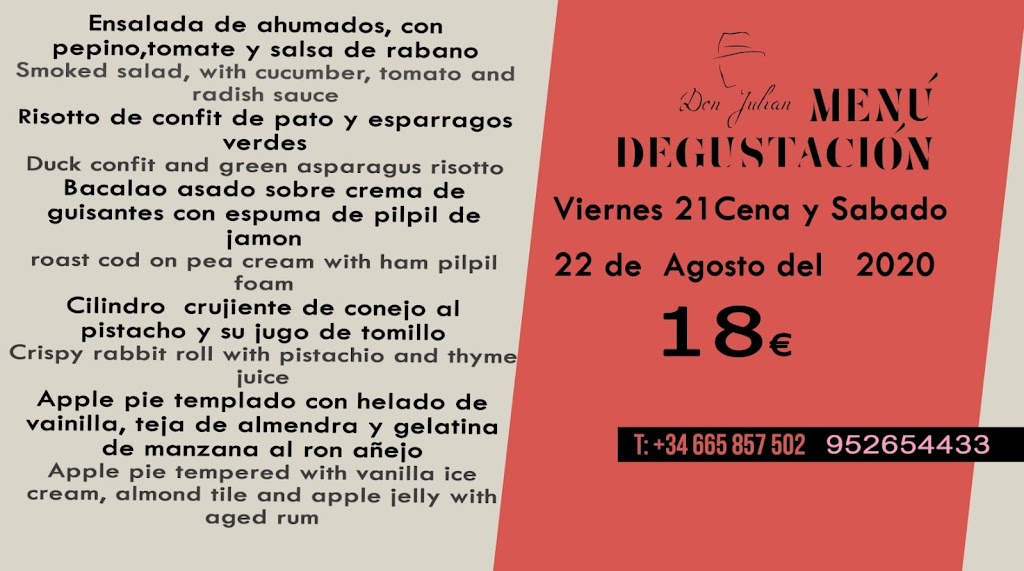 Restaurante Don Julian — Carta