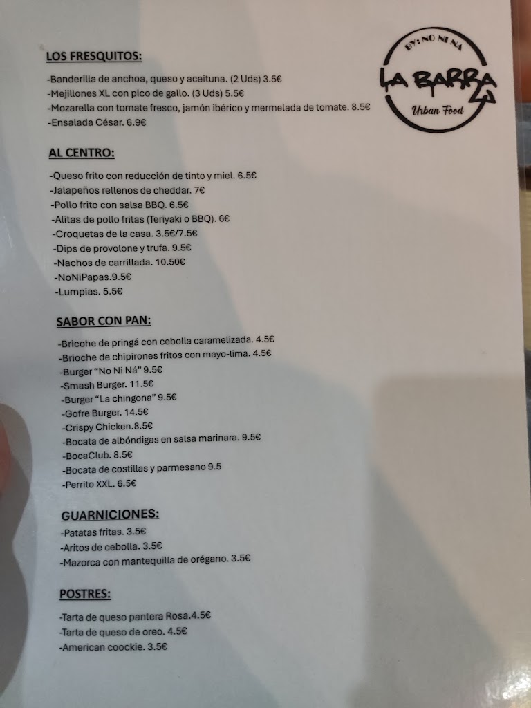 La Barra del No Ni Na — Carta