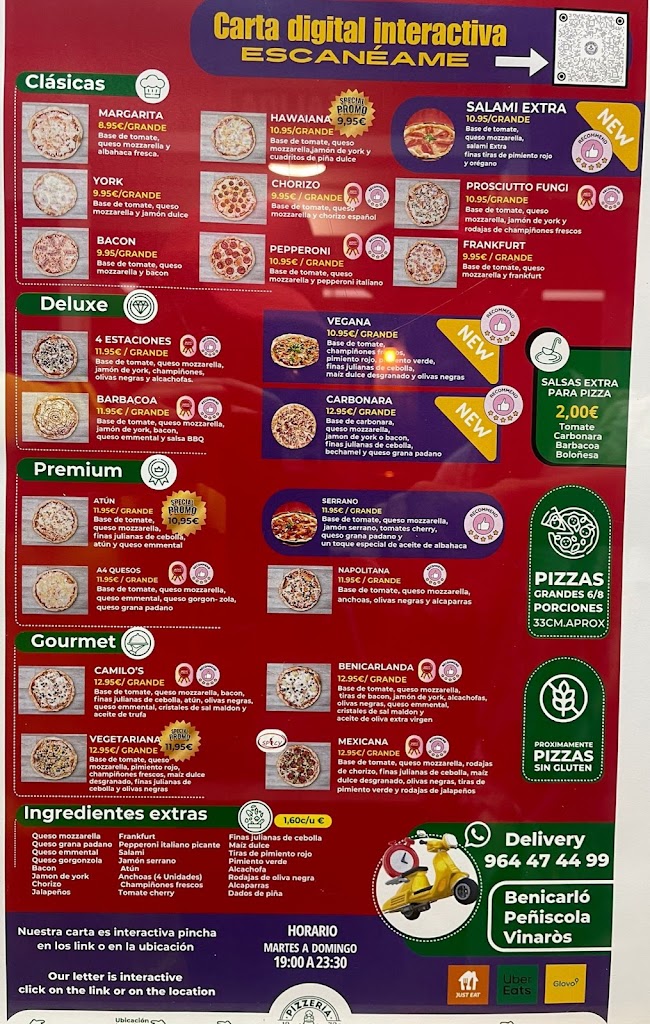 Pizzeria Camilo's taglio — Carta