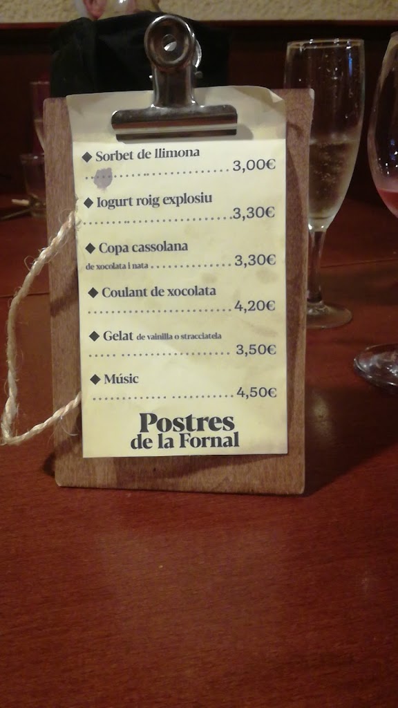 Taverna la Fornal — Carta