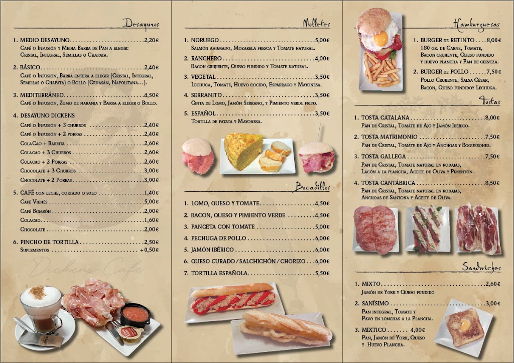 Churreria Dickens Cafe — Carta
