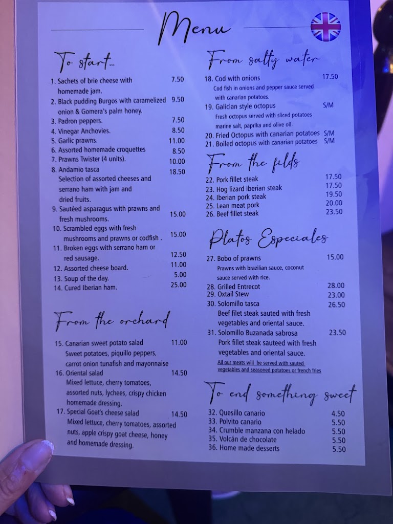 Tasca Casa Fumero — Carta